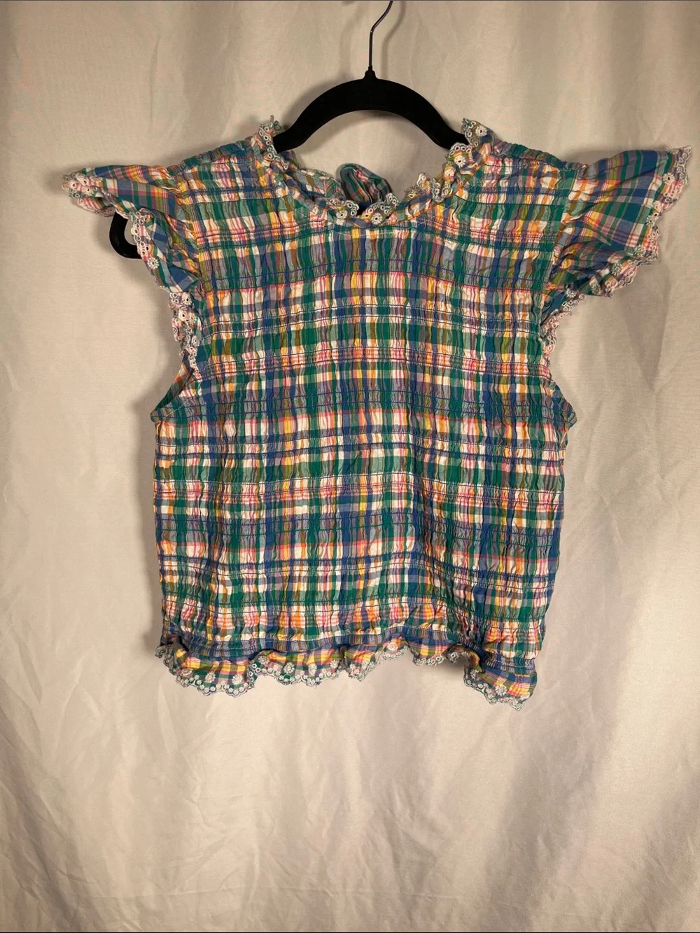SEZANE WOMENS GREEN GINGHAM MATCHING SET LIORANE BLOUSE DORIAN SHORTS 8/FR 40